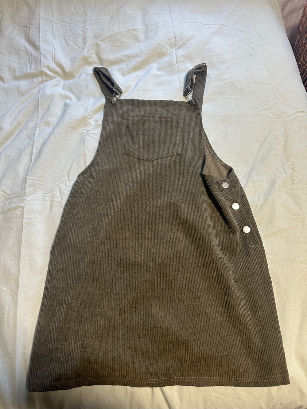 Cupshe Olive Green Corduroy Pinafore Midi Dress